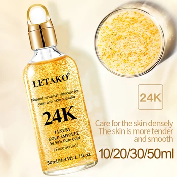 24k gold hyaluronic acid niacinamide facial essence moisturizing firming lifting and lightening fine lines skin care serum