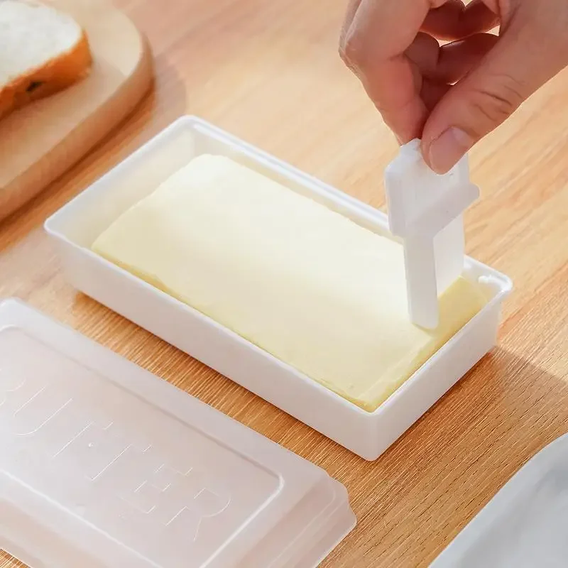 Butter Storage Box Butter Dish with Cover Fresh-keeping Box with Cutter Slicer Countertop Box for Refrigerator Storage Home