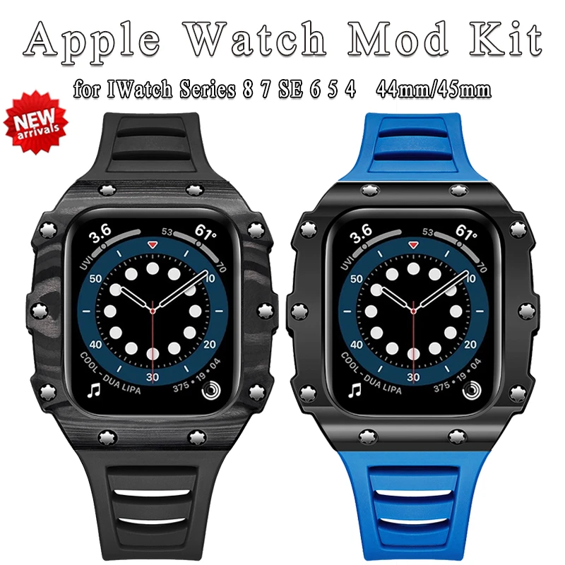 Luxury Carbon Fiber Case for Apple Watch Band 45mm 44mm 41 40mm