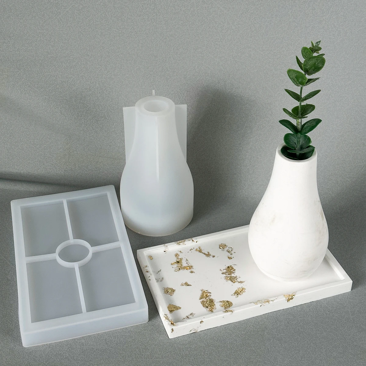 Silicone Mold Flower Silicone Mould Rectangle Shape Silicone Molds DIY Handmade Epoxy Resin Concrete Plaster Fruit Dessert Storage Tray Molds Ceramic Clay Casting