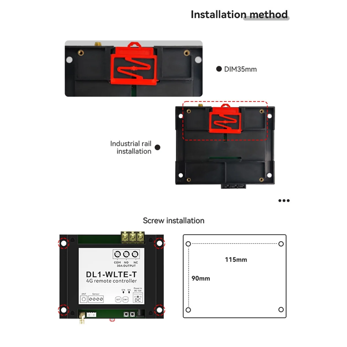 HFIL_Smart 4G LTE Remote Controller DL1-WLTE 30A Relay ON/OFF Switch with Sensor Dial SMS WEB APP Control DL1-WLTE-T