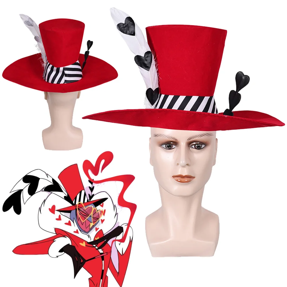 

Valentino Cosplay Hazzbin Fantasia Hotel Costume Hat Cap Accessories Disguise For Boy Men Adult Halloween Carnival Roleplay Prop