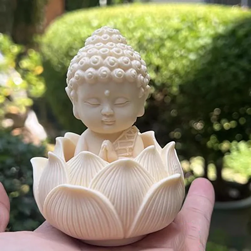 Lotus Tathagata Carved Buddha Statue, Cute Character Model, Home Desktop Decoration Accessories, Gift