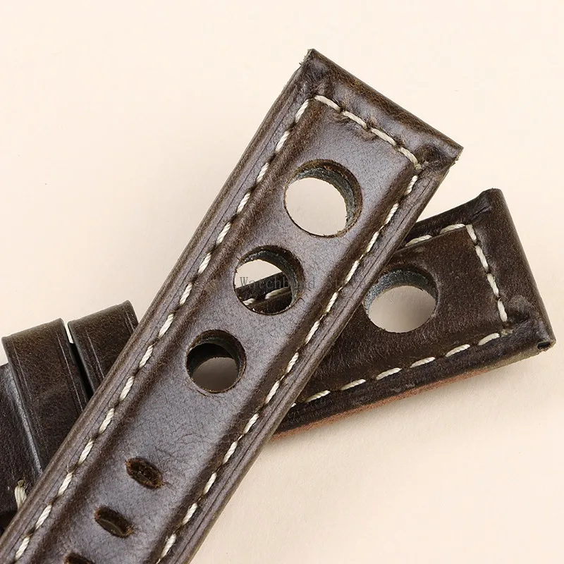 Vintage-Style Breathable Leather Watch Band - Premium Cowhide, Waterproof Wristbelt