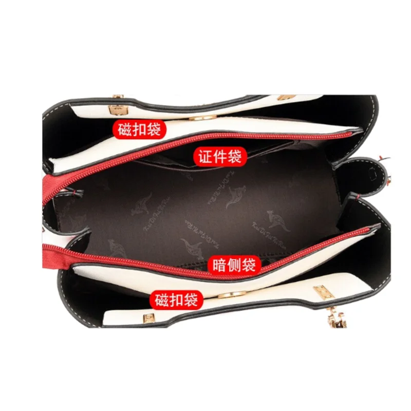 Large Capacity PU leather color matching women's shoulder bag Sewing line business crossbody bags for women Fashion new Handbag