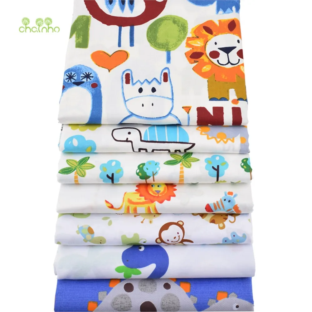 Chainho,Printed Twill Weave Cotton Fabric,DIY Sewing Quilting Material,Patchwork Cloth,7 Designs Cartoon Series,2 Sizes,15C155