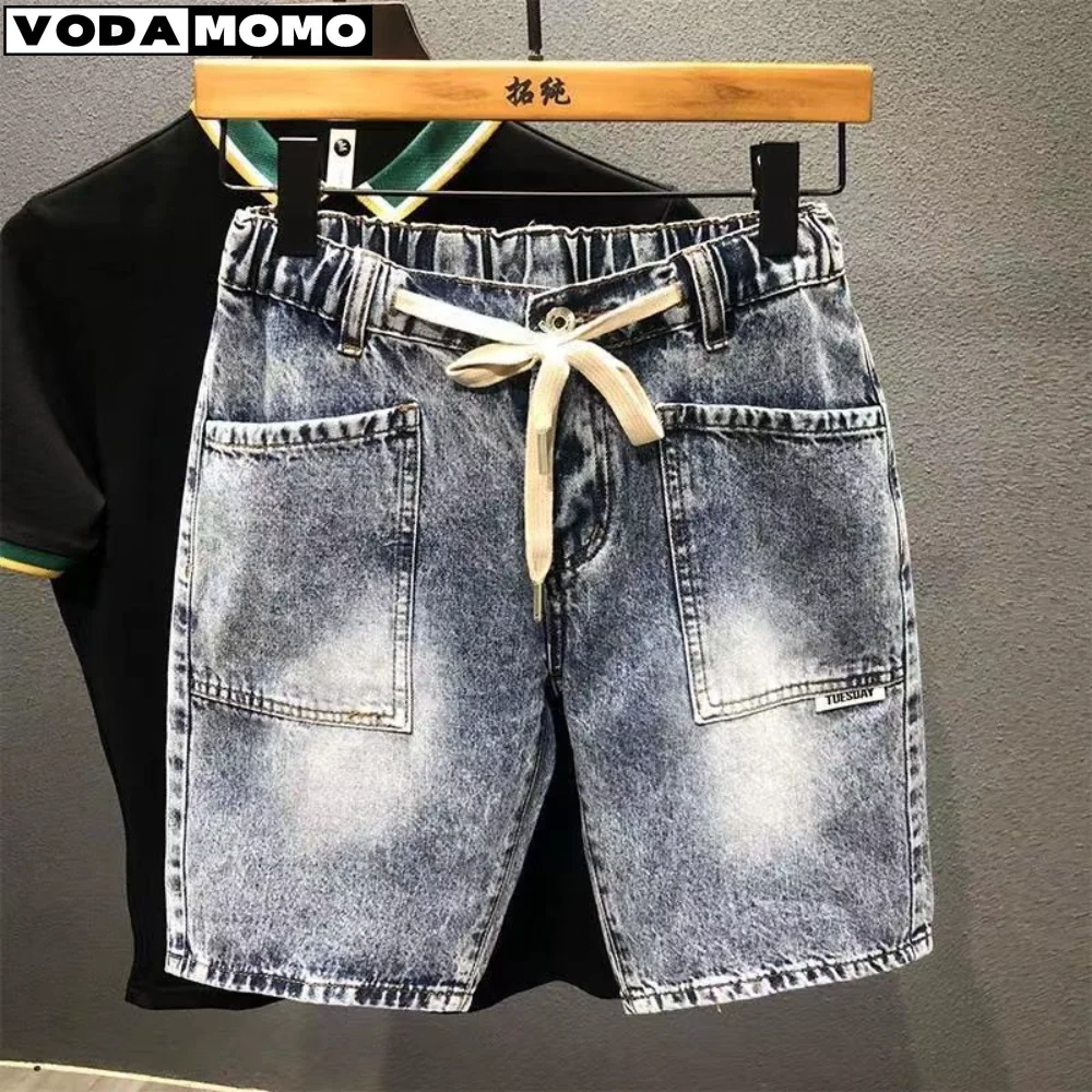Men's Denim Shorts Long Breeches Male Jeans Shorts 2023 Summer Capri Male pants baggy jeans printed jeans men y2k ropa hombre