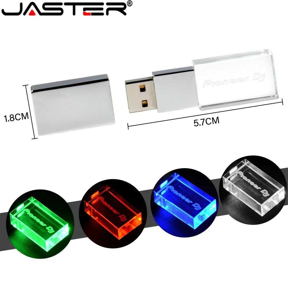Logotipo Personalizado Pen Drive 128gb Usb Flash Drives 64gb Colorido Led Pendrive 32gb u Stick 16gb 8gb 4gb Pioneiro dj - Imagem 4