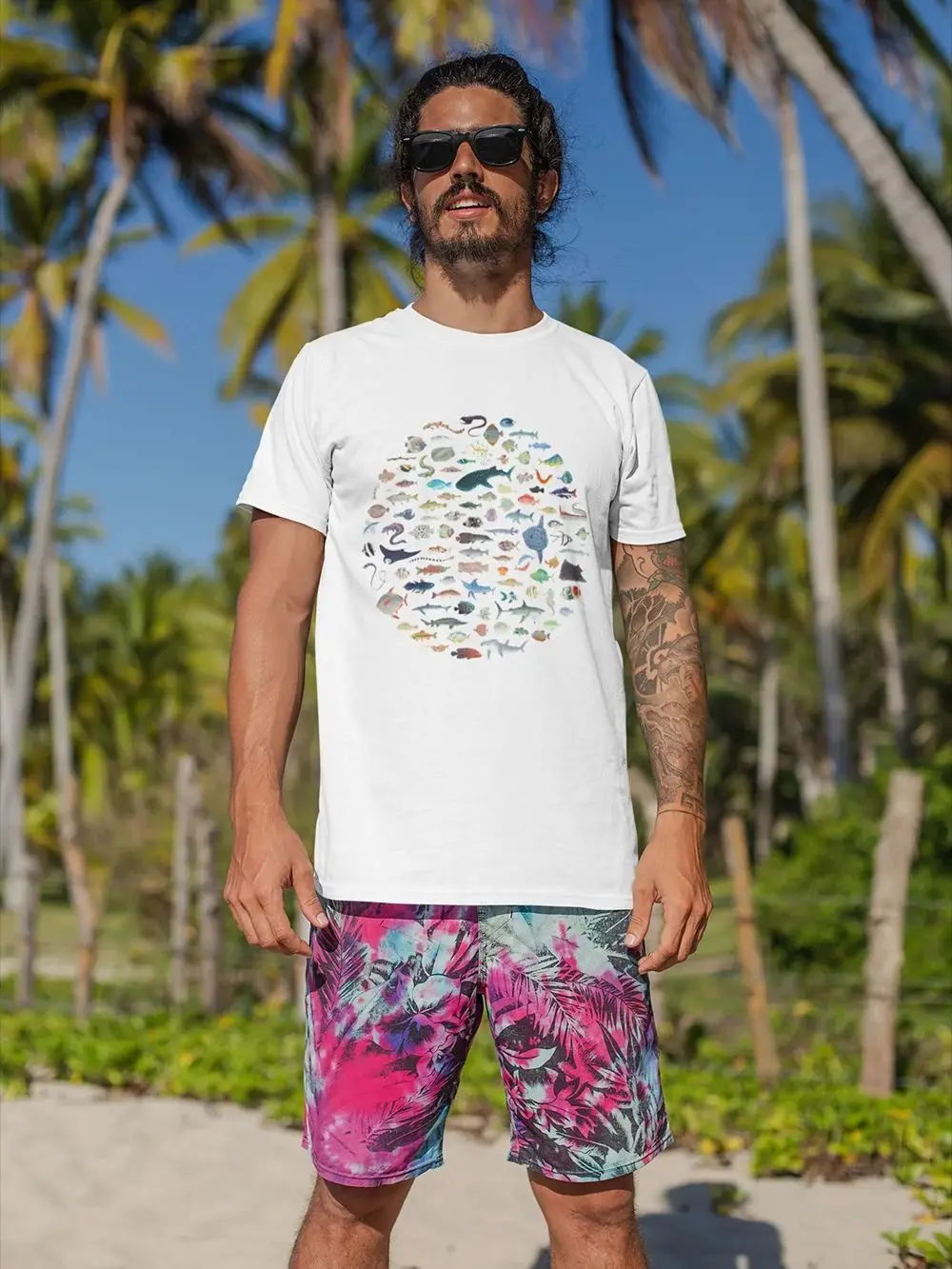 Herren T-Shirts One Hundred Fish Ocean Life Vintage 100 % Baumwolle T-Shirt Kurzarm Scuba Diving T-Shirt O Neck Tops Plus Size – Detail 4