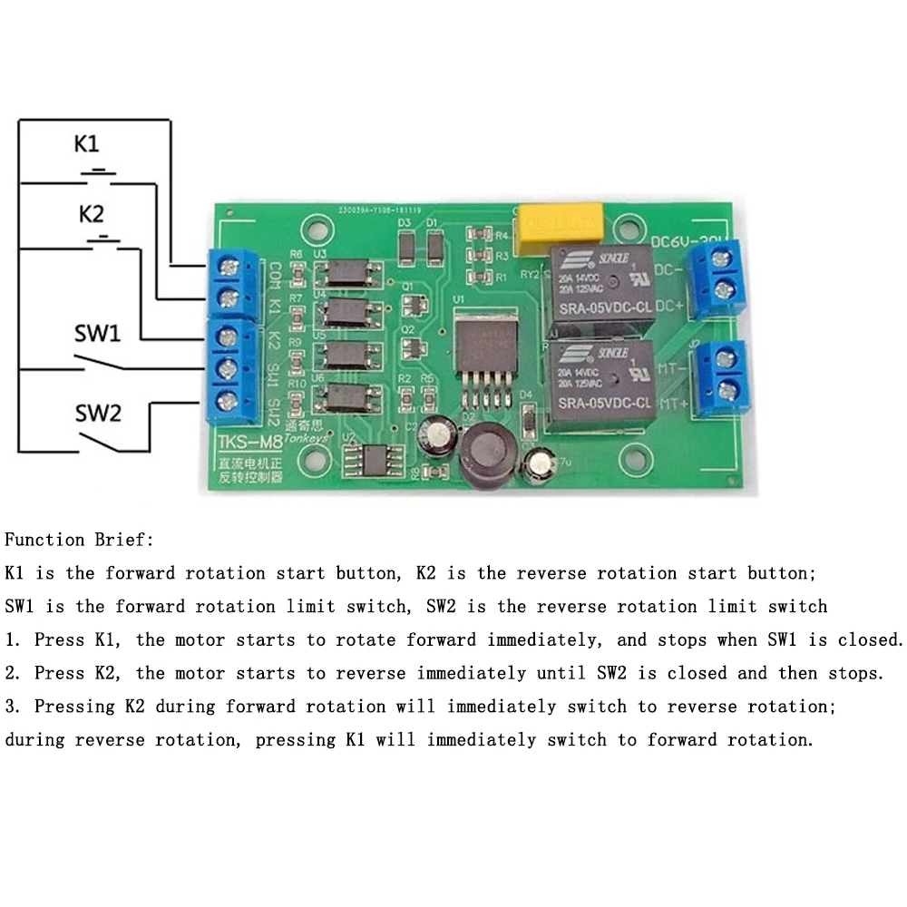 DC 6V 12V 24V BLDC 모터 드라이버 컨트롤러 정방향 역방향 모듈 리미트 릴레이 드라이버 리프팅 제어 저레벨 자동 잠금