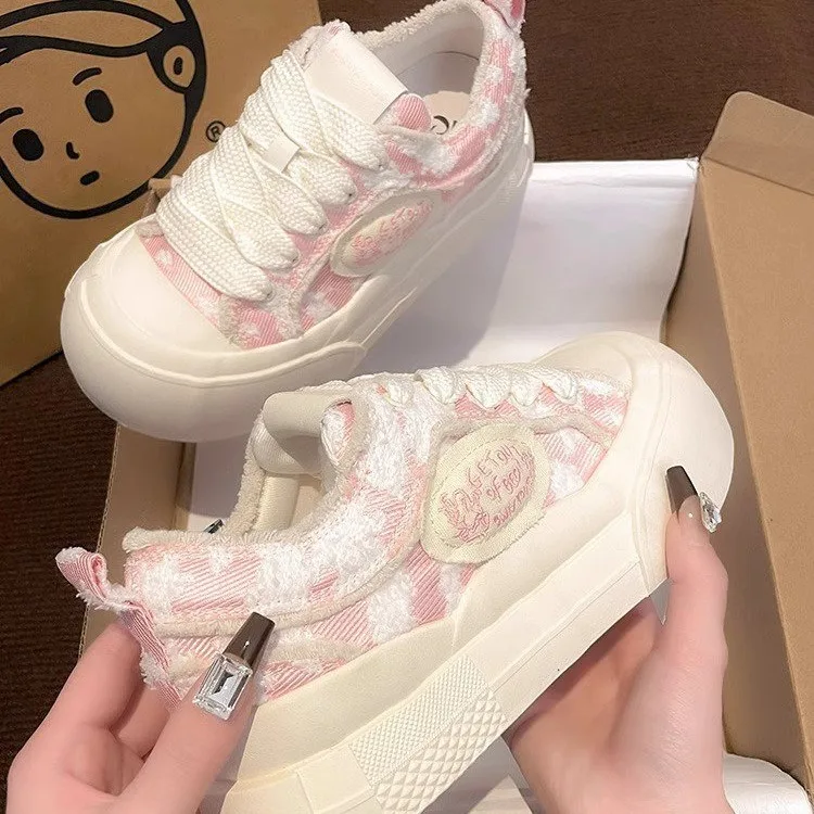 2025Women Platform Flat Canvas Shoes Woman Design Casual Trainers Ladies Autumn New Thick Bottom Board Sneakers Zapatos De Mujer
