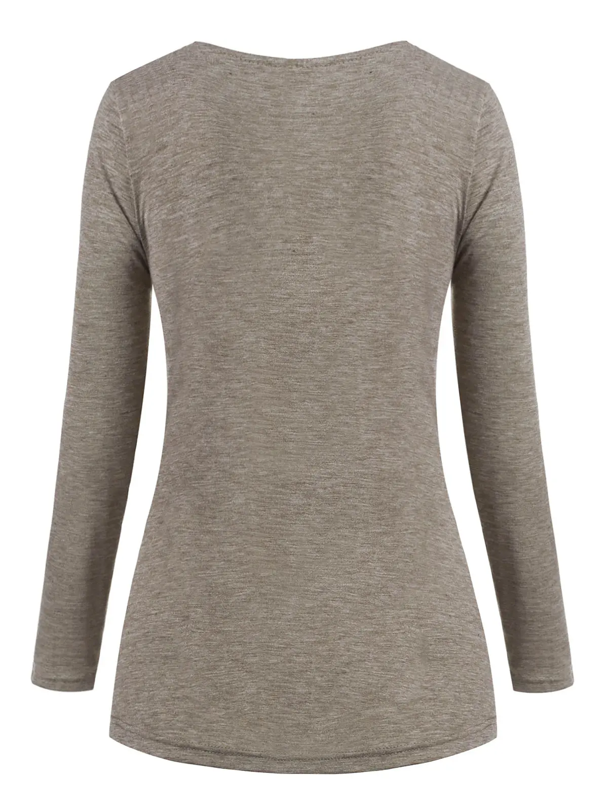 Solid Color Cowl Neck Heather Mock Button T-shirt Long Sleeve Tee Women T Shirt Marled Top Women Casual T-Shirts cute summer crop tops