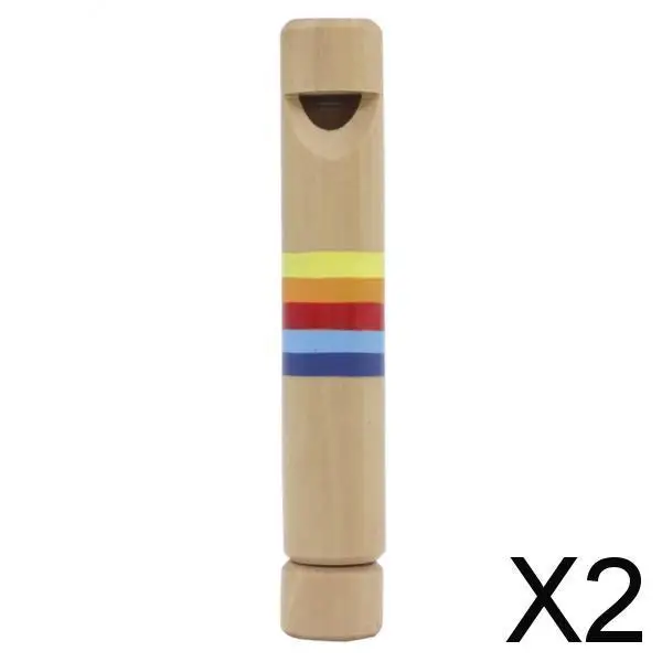 

2X Push & Pull Wooden Fipple Flute Instrument Toy Gift for Children Boys Girls