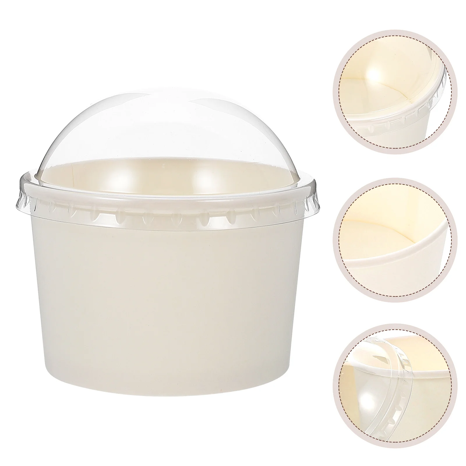 50 Pcs Ice Cream Paper Cup Disposable Bowls With Lid For Cold Dessert Storage One Time Use Kitchen Dining dessert cups disposable paper cups