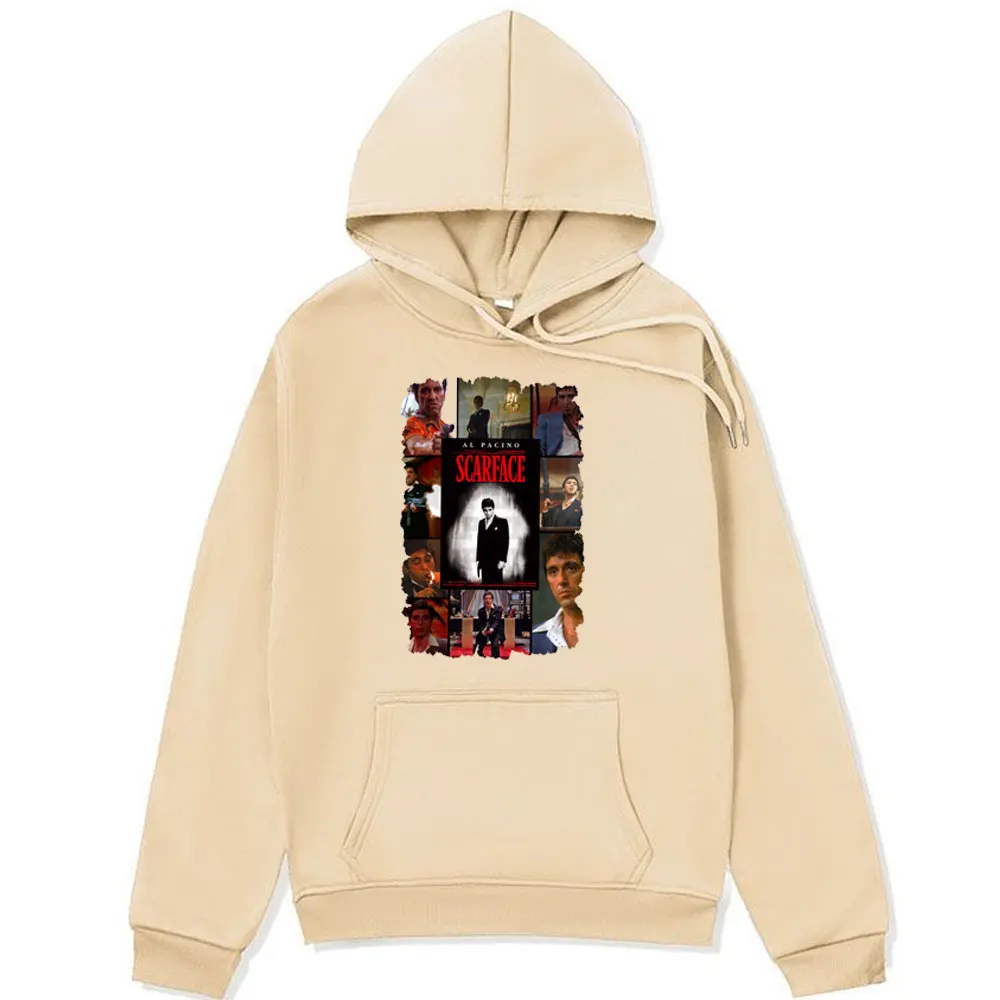 Vintage Movie Scarface Look At Me Hoodie Male Al Pacino Tony Montana Double Sided Print Sweatshirt Fashion Oversized Hoodies Men