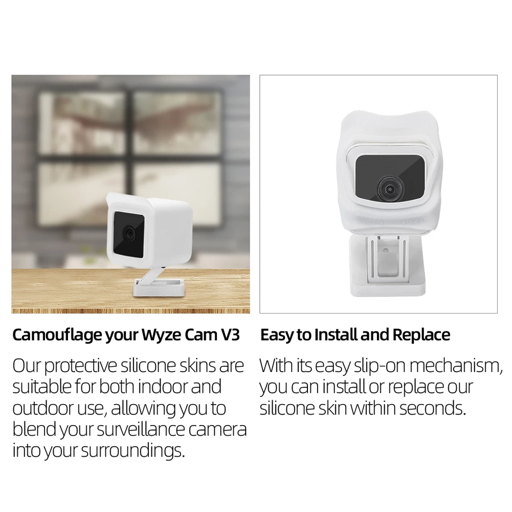 Wyze Cam V3용 감시 카메라 스킨 방수 실리콘 케이스 2개