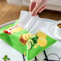 Creative Potato chip packaging bag style tissue box Living room facial tissue Bags Car Cute Paper box Household napkin paper box 1
