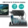 Sipolar A-423 10 Ports Industrial USB3.0 5Gbps Super Speed Data Syncs Charger Hub 2.1A Fast Charging for iPhone iPad Tablets 3