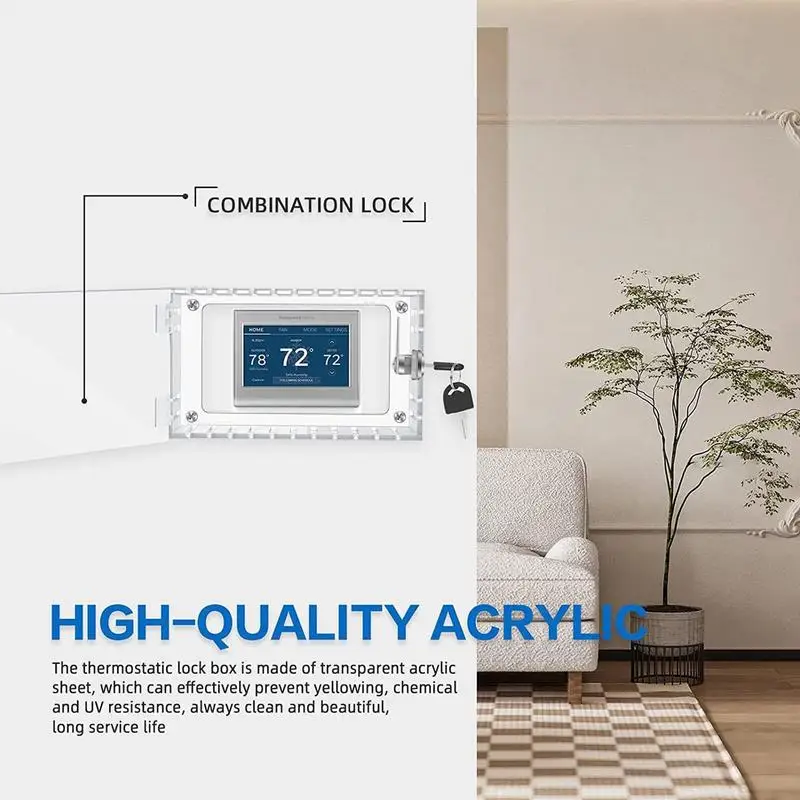 Universal Thermostat Lock Box With Key Transparent Large Thermostat Protector Cover Box With Lock Easy To Install