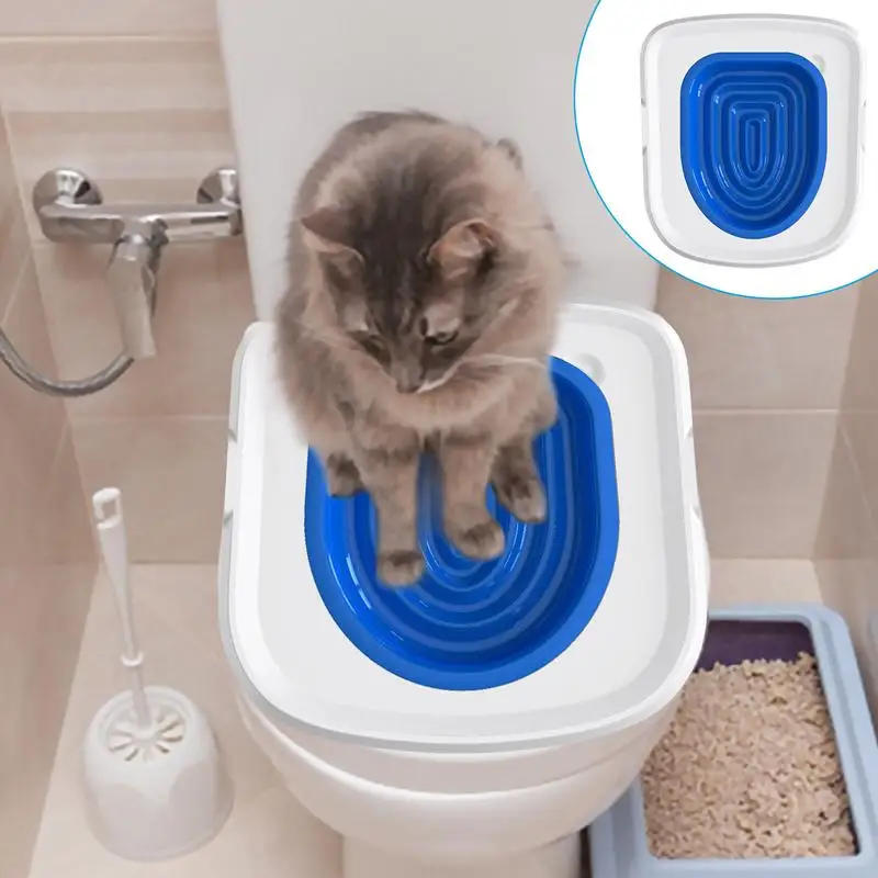 Cat Toilet Trainer Pet Cat Toilet Trainer Reusable Toilet Training Seat For Cats Dogs Plastic Training Set Litter Box Mat Pet Daily Supplies