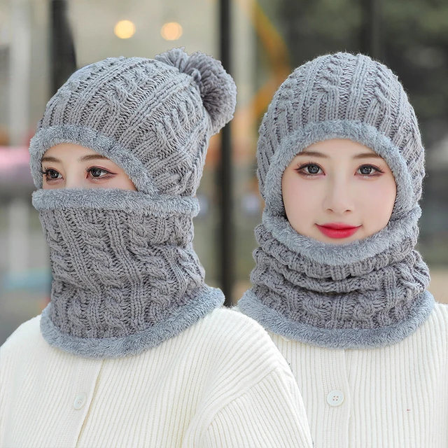 Ensemble bonnet et écharpe tricotés 5 pièces ensemble d'hiver