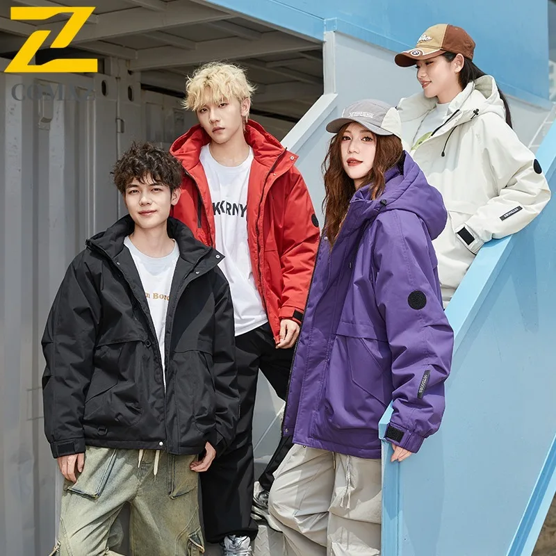 COMXZ Outdoor Rock Climbing Mens Jacket Thickened Windproof Warm Parka Minimalist Hooded Travel Lightweight Winter New Outerwear