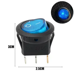 Illuminated Red LED Round Mini Rocker Switch (1pc blue)