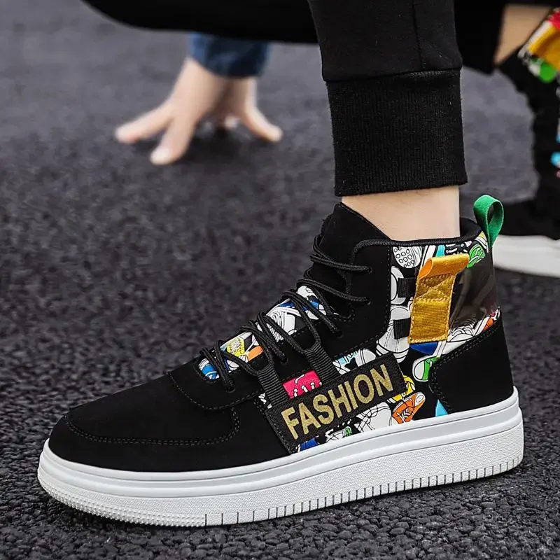 

Высокие мужские кроссовки для пар, Корейская модель, повседневные, для осени и зимы