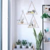 1PC Hanging Shelves for Wall Floating Shelves, Macrame Rope Triangle Shelf, Natural Light Reclaimed Wood, Farmho 3