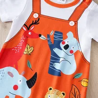 0-36M Summer Baby Boys and Girls Round Neck Short sleeved jumpsuit Full Print Dinosaur Comfortable and Breathable 4