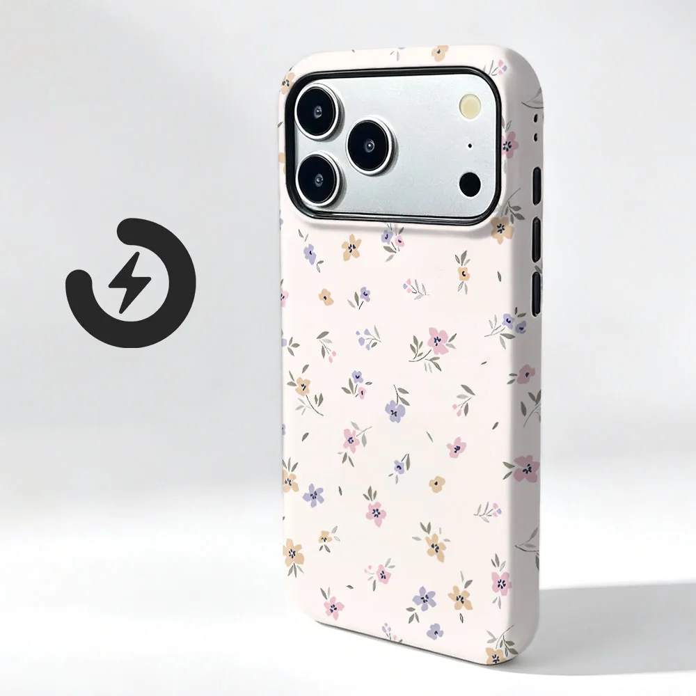 Chic Floral Magnetic Phone Case with 2-in-1 Film Cover