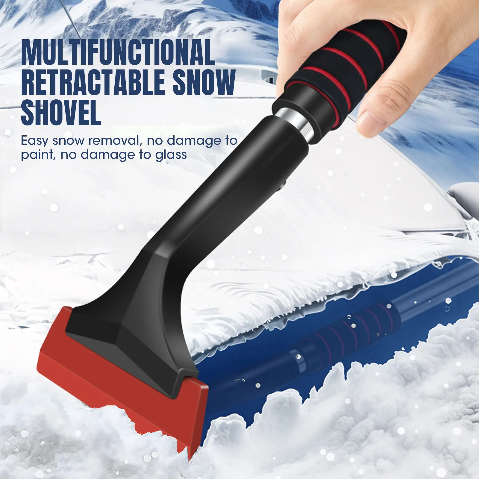 1 Pc ABS Three-in-one Retractable Durable Car Snow Removal Shovel Ice Scraping Defrosting with Safety Hammer Auto Cleaning Tools
