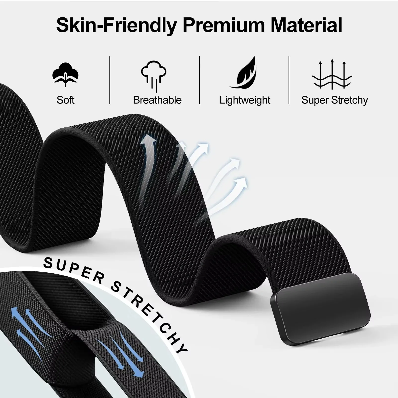 Breathable Magnetic Nylon Strap - Adjustable Elastic Bracelet Accessory