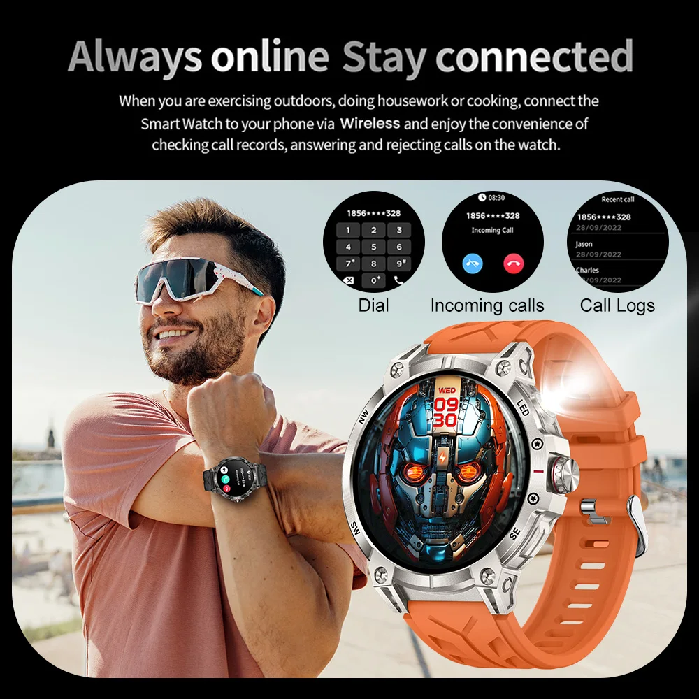 CanMixs 1.85��ġ ������ ����Ʈ �ð� ���� ��ħ�� 760mAh ���� ��ȭ Smartwatch IP68 ��� �߿� 100+������ Ʈ��Ŀ