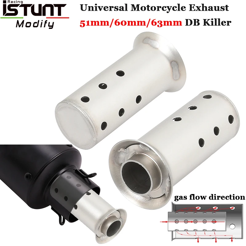 Universal Motorcycle 51Mm Exhaust Escape Systems 60Mm Silencer Modify Muffler 63Mm Db Killer Eliminate Reduce Noise