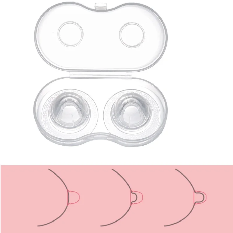 2Pcs Nipple Corrector for Flat Inverted Nipples for Breastfeeding Mother or Women Silicone with Clear Case