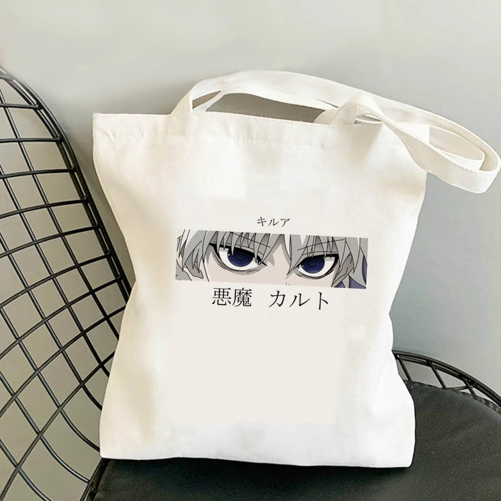 Killua Zoldyck 캔버스 토트 쇼핑백, 재사용 가능한 주머니 조직, 쇼핑백