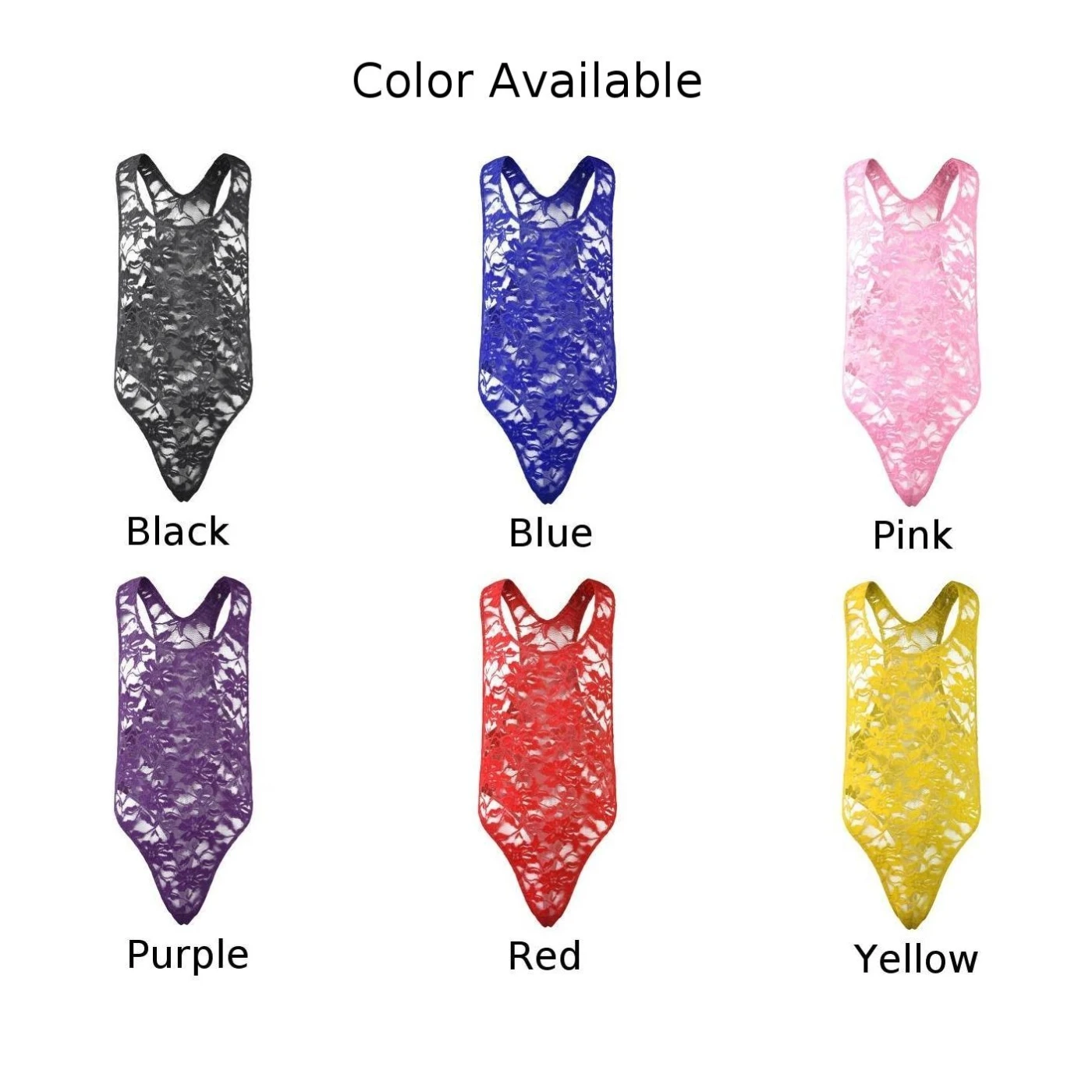 Men Sexy Lingerie Bodysuit Sleeveless Thong Leotard Lace Undershirt Underwear Swimwear Bikini High Slit Bodycon Gay Erotic