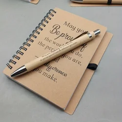 Bamboo Ballpoint Pen & Inspirational Notebook Gift Set for Motivation and Creativity (1pc notebook 1pc pen)