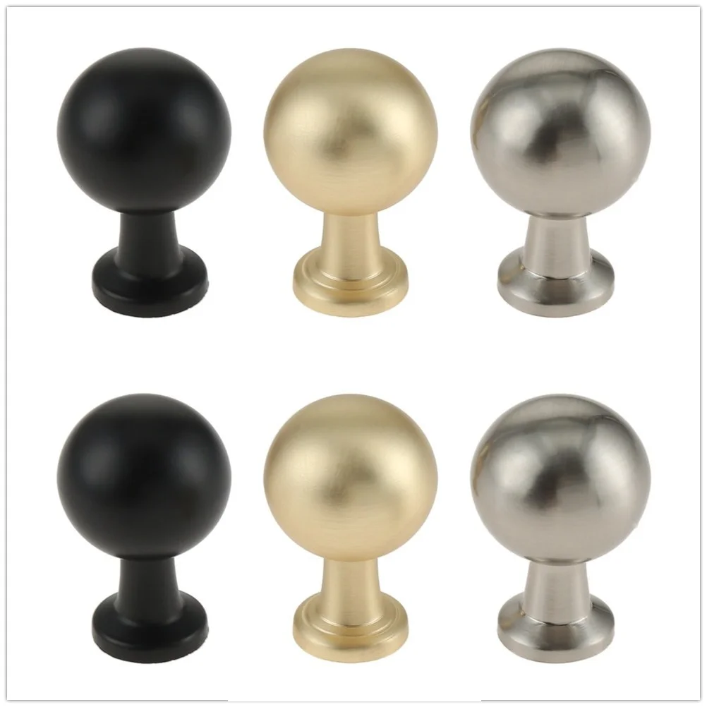 2pcs Mini Ball Knob w/screw Cabinet Round Handle Alloy Pull 21.5mm/0.85in Minimalist Style Black Gold Silver Kitchen Drawer furniture knobs