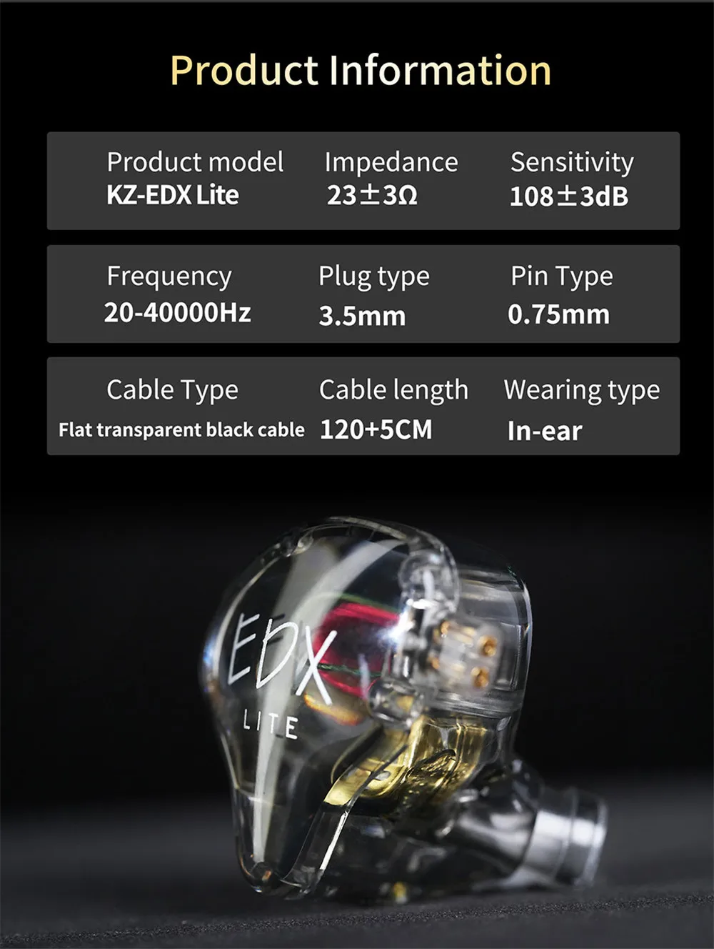 KZ EDX Lite HIFI Bass In Ear Earphones description image 9