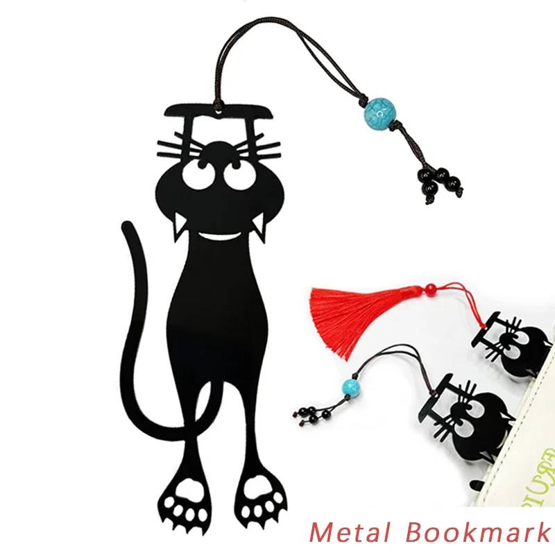 Metal 3D Hollow Black Cat Bookmark for Books 3D Hollow Black Cat Bookmark for Kids Student Teachers Gift School Office Stationery