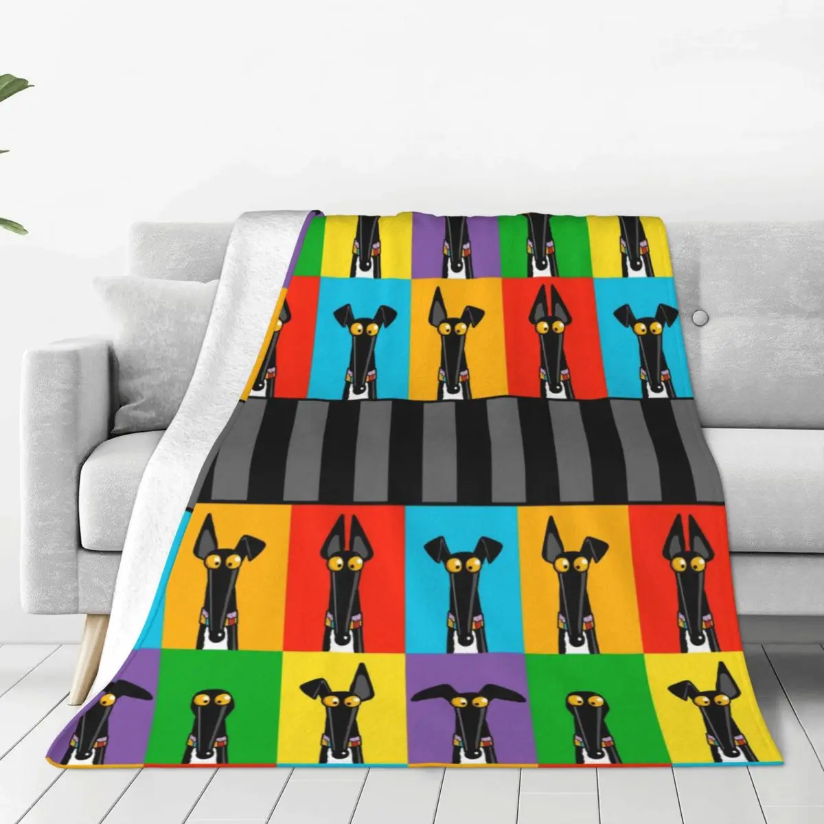 

Greyhound Semaphore Blanket Cover Whippet Lurcher Dog Fleece Throw Blanket Airplane Travel Decoration Lightweight Bedspreads