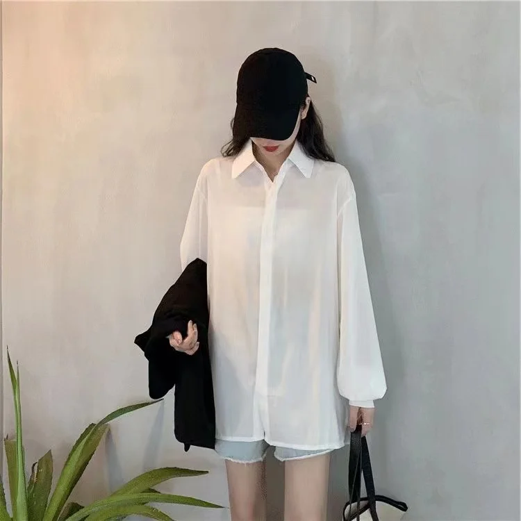 Shirt +Vest Set Big Size Women Clothing Loose Long Sleeve Shirts Lady Autumn Spring Oversize Female Blouses Tops Girls Clothes