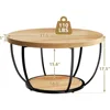 31.5" Round Coffee Table,  2-Tier Coffee Tables for Living Room,  Small Wood Coffee Table with Storage 2