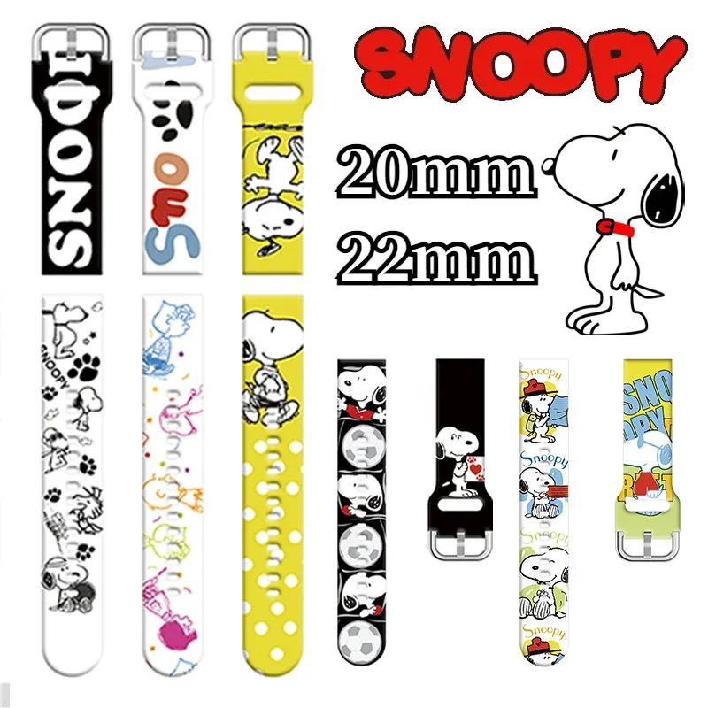 Cartoon Snoopy 20Mm 22Mm Band Per Samsung Galaxy Watch 4 3 5 Pro Active 2 Gear S3 Bracciale In Silicone Huawei Watch Gt 2 3 Strap