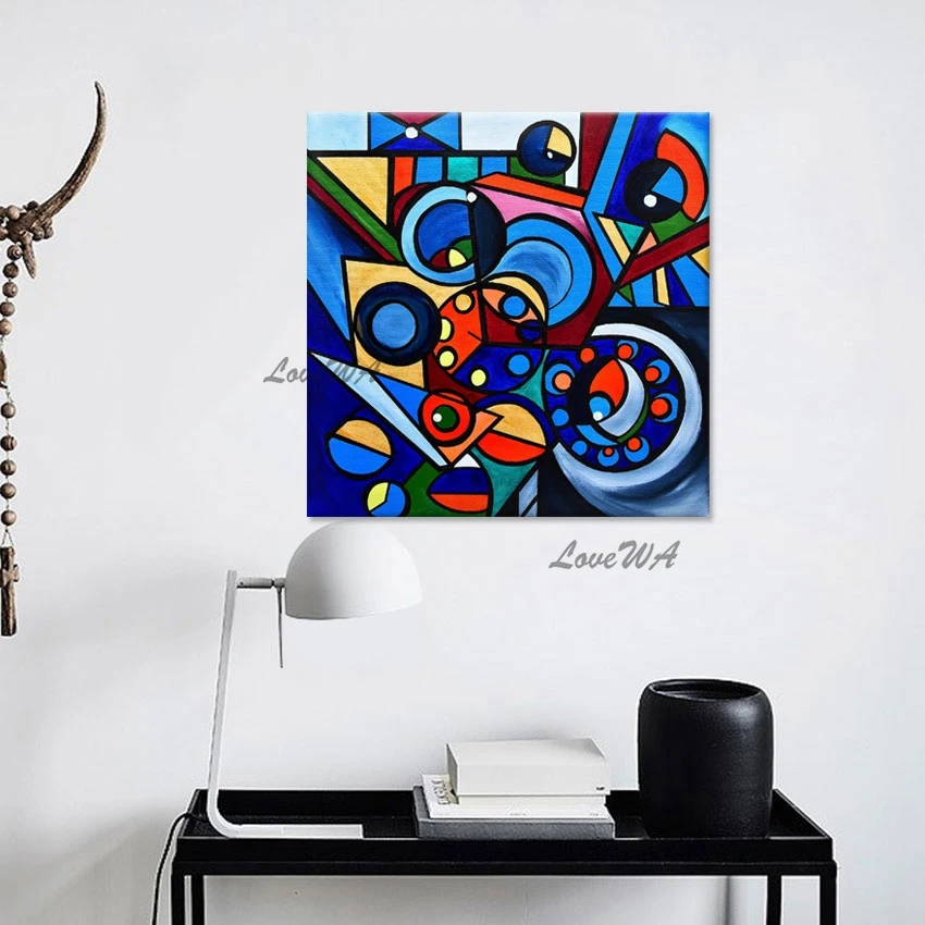 

Abstract Linen Canvas Picture Frameless Wall Painting Wholesale Colorful Texture Design Art Mural Decor For Living Room Modern