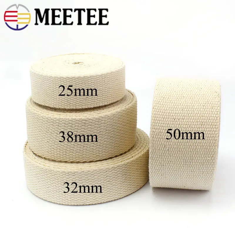 Cotton Webbing Tape Bag Strap Clothes Belt Beige Canvas Decorative Ribbon Band DIY Sewing Material Accessories 5Meters 20-50mm