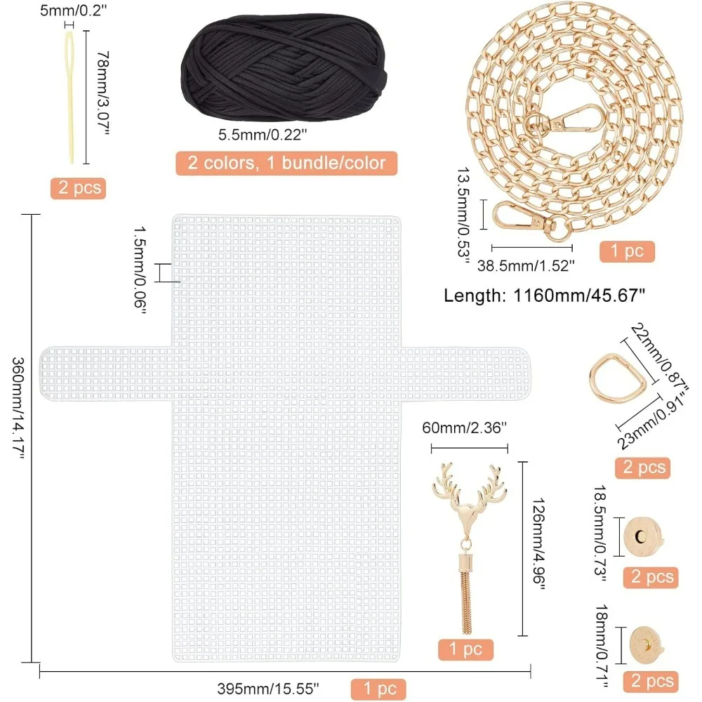 1 Set DIY Knitting Crochet Bags Kit Mesh Plastic Canvas Sheets Ribbon Set for DIY Craft Shoulder Bags Accessories Tool