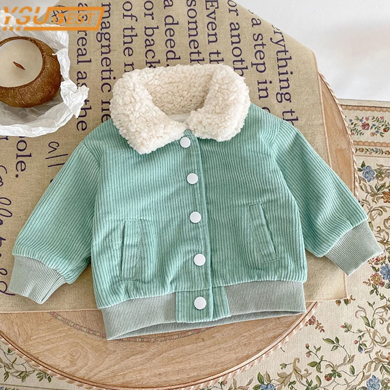 Baby Girls Winter Top Clothes Corduroy Baby Boys Girls Thickened Jacket Long Sleeves Cardigan Coat Coat Jacket